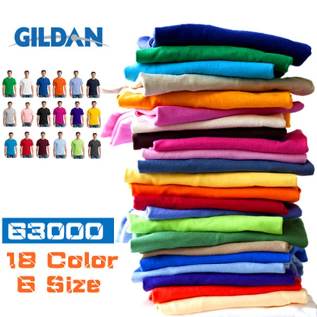 Gildan-T-Shirt à manches courtes pour homme, 100% coton, résistant, confortable et respirant, vêtement d'été 1