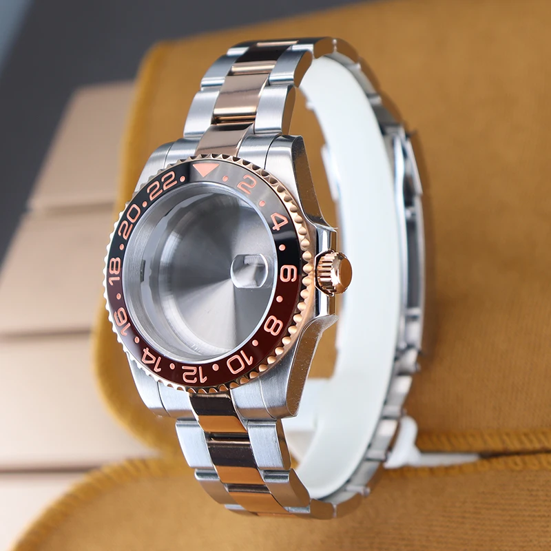 Oro Rosa Argento 40Mm Gmt-Master Cassa Dell'Orologio Parti Del Braccialetto Per Seiko Nh34 Nh35 Nh36,38 Miyota 8215 Eta 2824 Movimento 28.5Mm Quadrant