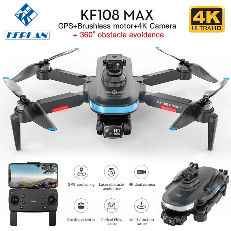 Kf108 / Kf108 Max Gps Drone 4K Hd Doppia Fotocamera 360 ° Evitamento Ostacoli Motore Brushless Mini Drone 4K Profesional Rc Dron Vs L900