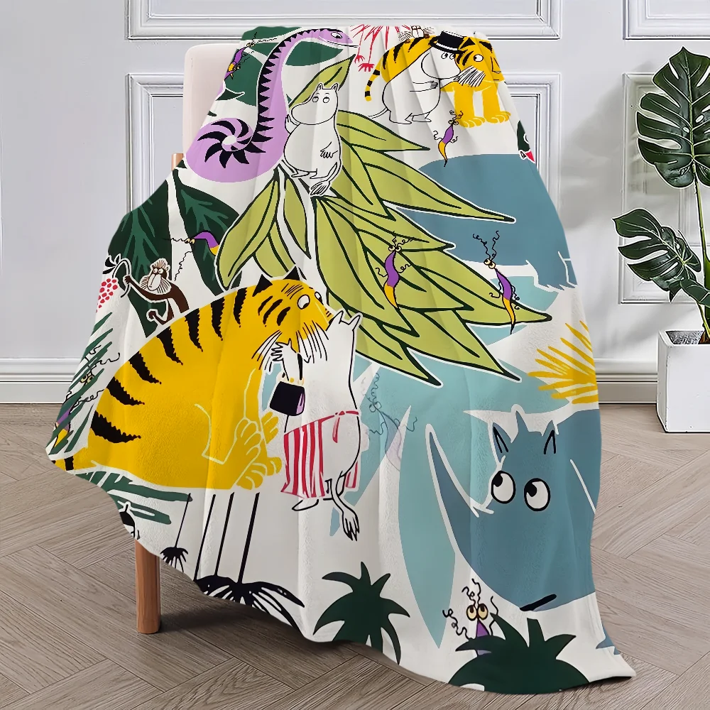 Cartoon Cute M-Moomins-Hippo Blanket Plush Nap Sofa rug for Living Room Warm Office Bedroom Birthday Home Travel Kid Gifts 3