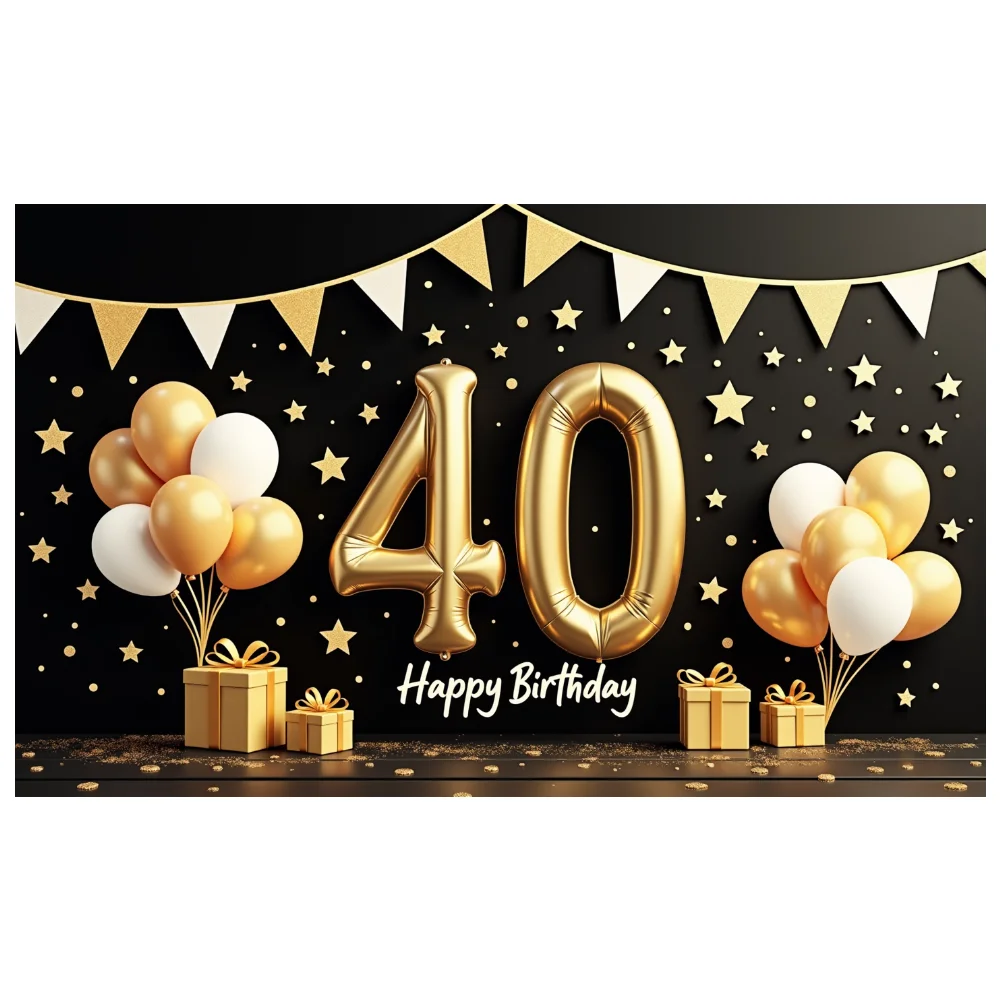 Geburtstag Banner Ballon Dekoration 40. Geburtstag Feier Banner Gold Thema Foto Requisite für Urlaub Feier Geburtstag – Detail 9