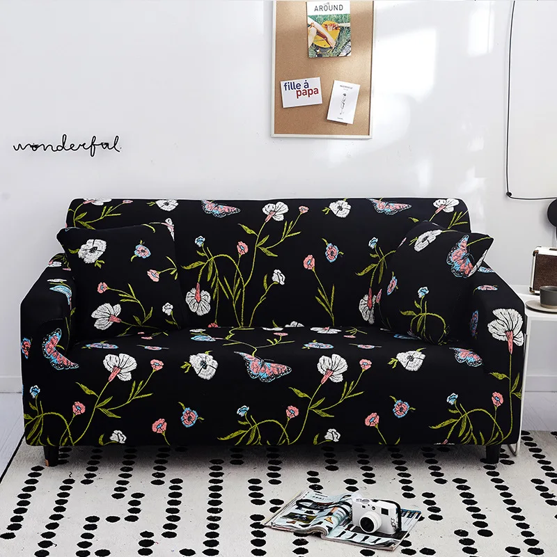 New Milk Silk Printing Series Double Sofa Cover L-Shaped Sofa Slipcover 3