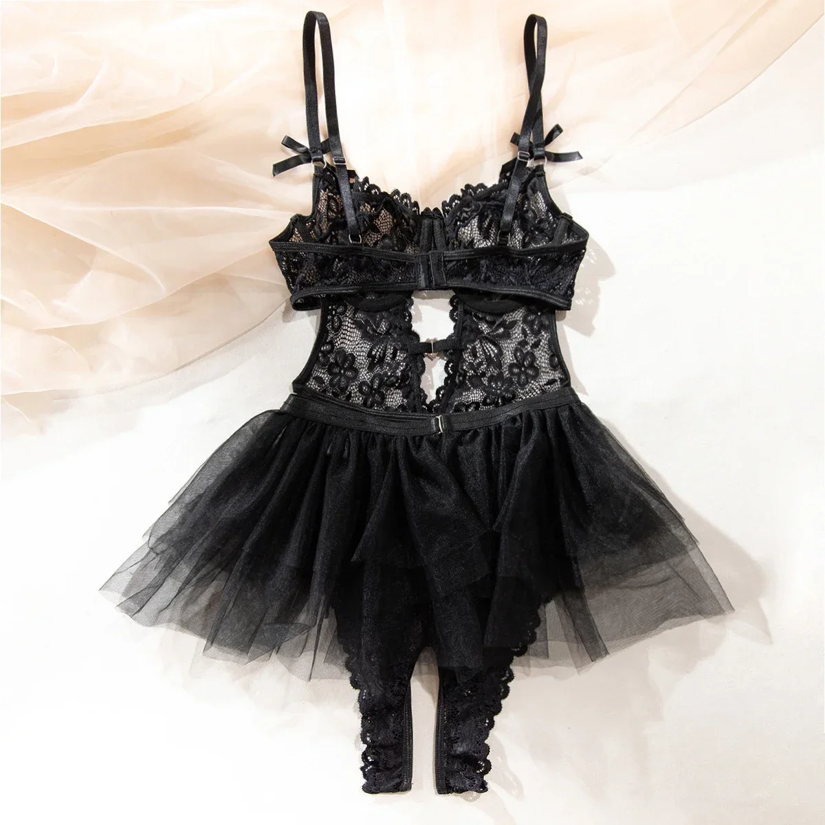 Lace Bodysuit Women Spaghetti Strap 2-Piece Sexy Bodysuit Summer Backless Body Femme Sexy Women's Underwear Set