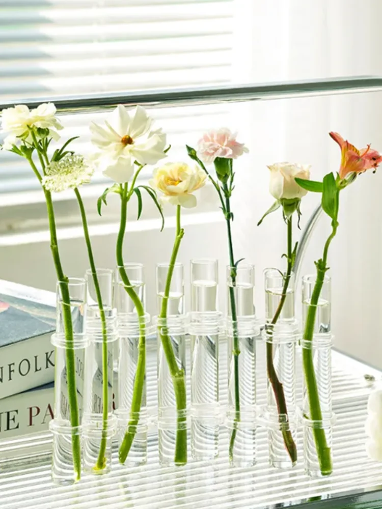 Creative Simple Clear Glass Vase Tubes Set Hanging Flower Arrangement Holder Transparent  Plant Container Home Room Decoration 6