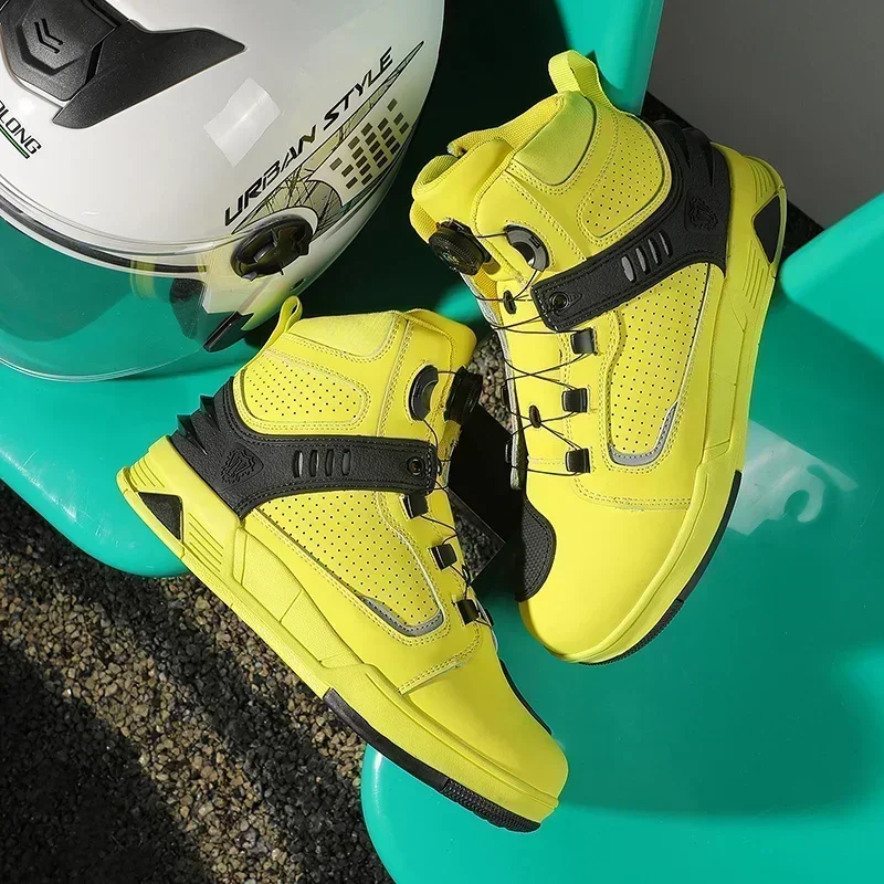 Men Motorcycle Microfiber Leather Ankle Boots Street Motorbike Racing Shoes Motocross Biker Chopper Cruiser Touring Ankle Boots motorcycle shoes mens shoes motorcycle boots