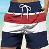 Men's Striped 3D Printed Swim Shorts Crown Logo Design Elastic Waistband Hawaiian Style Beach and Vacation Summer 2024 5