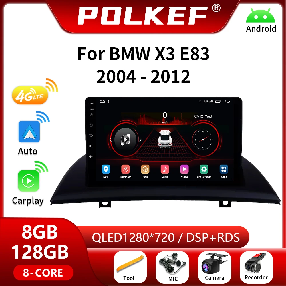 자동차 라디오 멀티미디어 비디오 플레이어, BMW X3 E83 2004-2012, 안드로이드 12, 4G 무선 카플레이, 내비게이션 GPS, 2 Din 스테레오