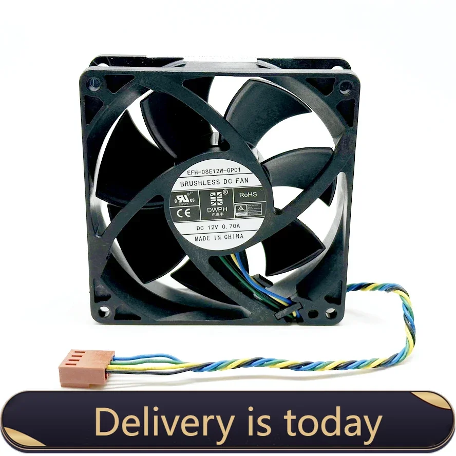 DWPH 8025 80MM 80*80*25MM DC12V 0.7A EFH-08E12W-GP01 Comptuter CPU Cooling Fan with 4pin 1pcs dwph efc 06e12d dc 12v 0 60a 60x60x25mm 3 wire server cooling fan