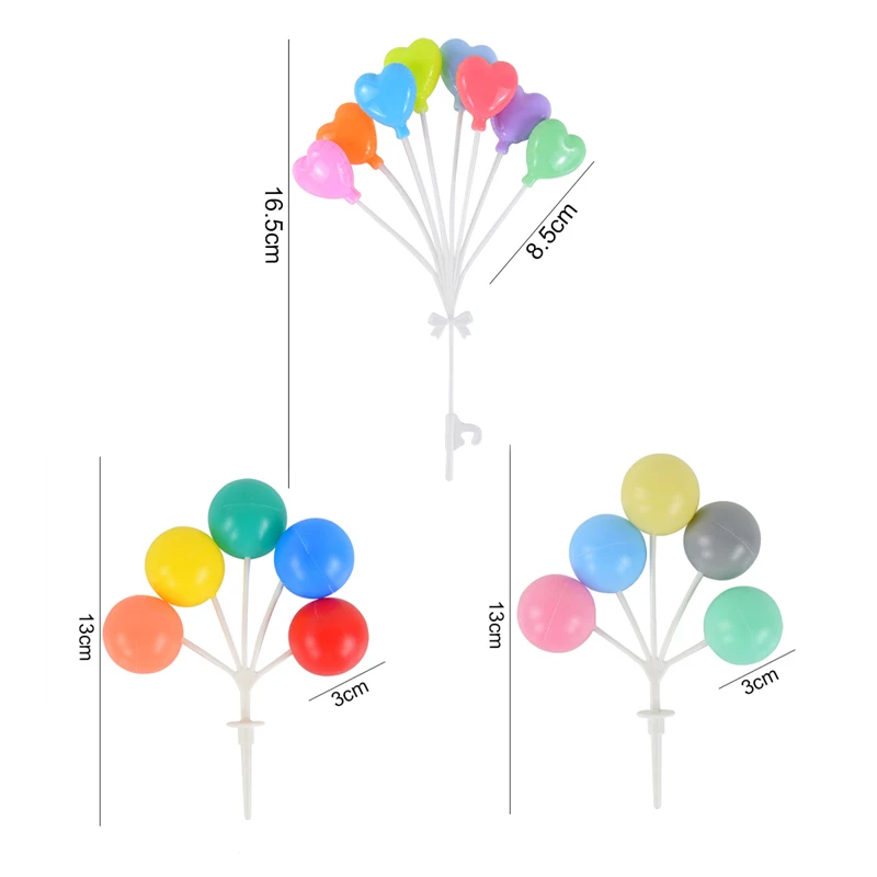 1Pc Mini Colorful Balloon String Cake Topper Heart-shaped Balloon