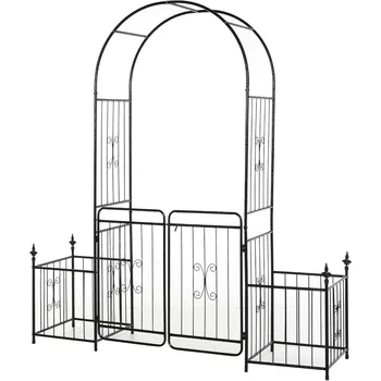 86-Inch Garden Arch with Trellis & Lockable Door 1