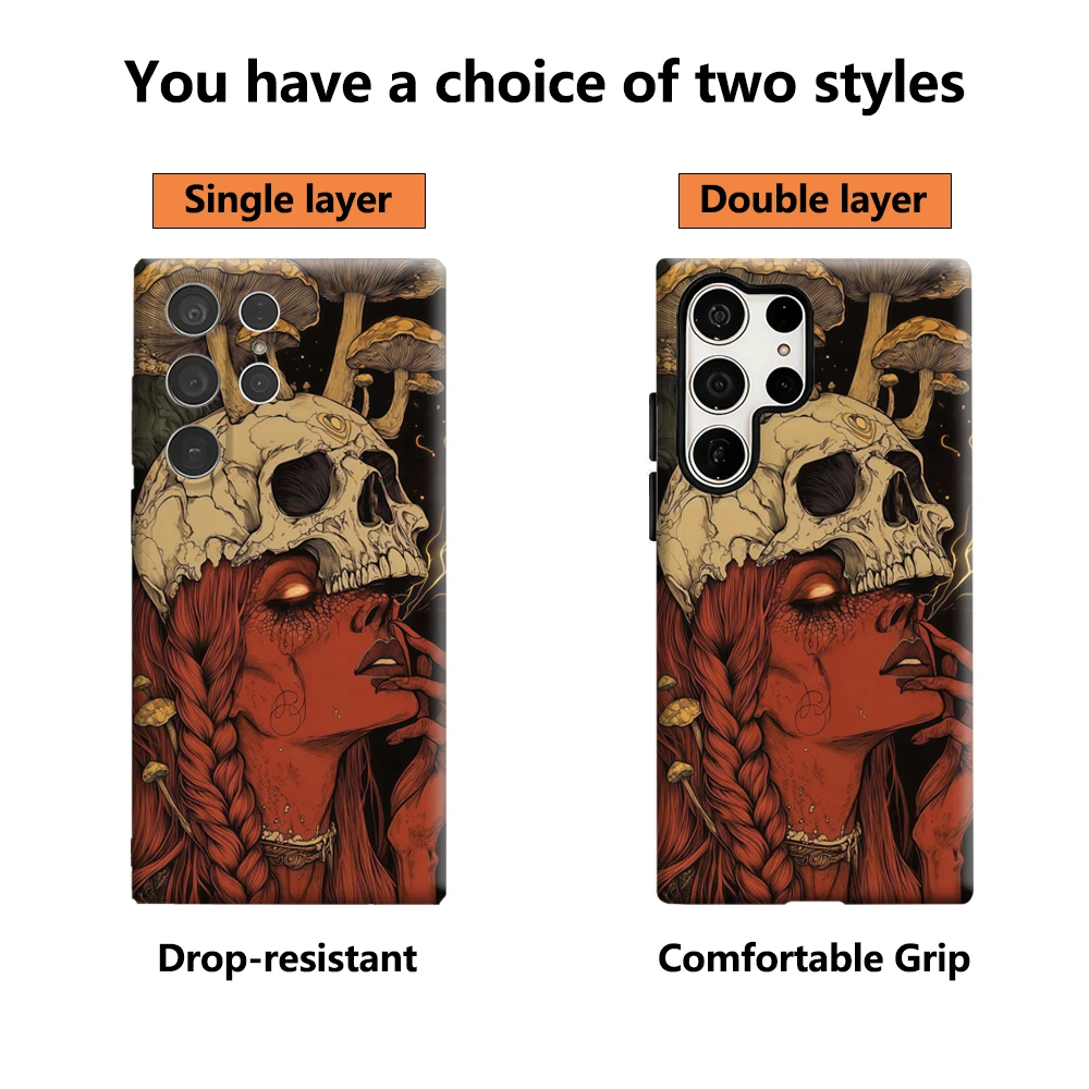 Skull and Mushroom Halloween Glossy Double-layer Phone Case