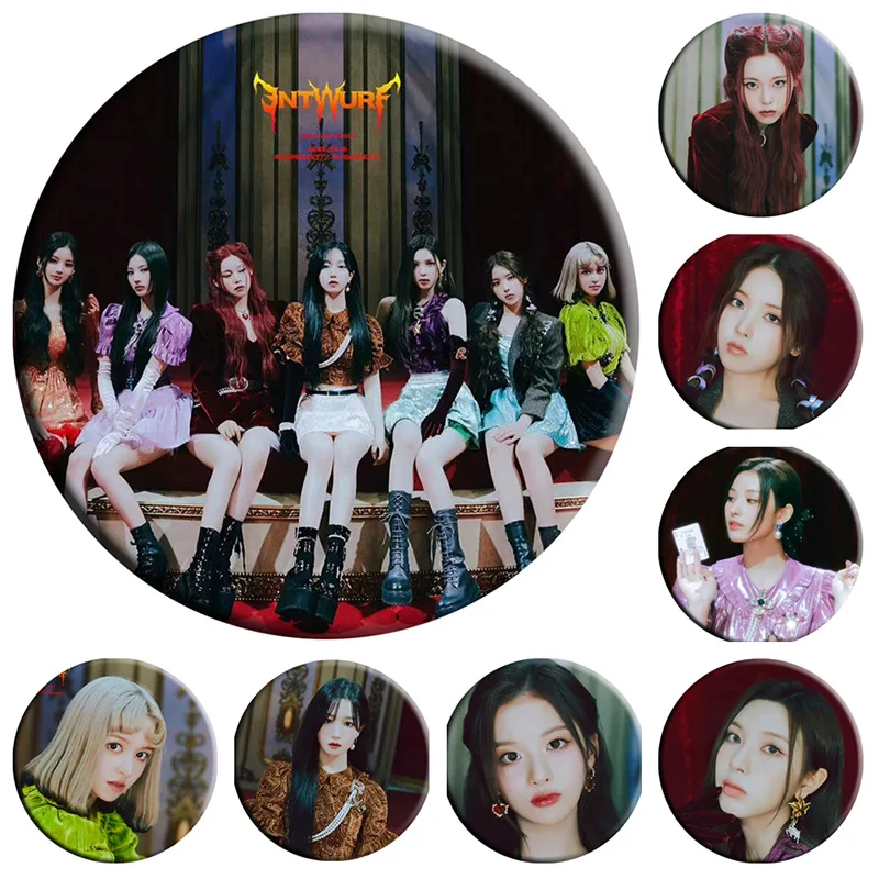 

KPOP NMIXX ENTWURF Concept Teaser Photo Round Brooch Mirror Pendant Keychain Bag Accessories HAEWON LILY SULLYOON Fans Gifts