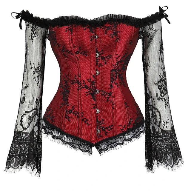 Burlesque Corset Black Red, Burlesque Corsets Bustiers