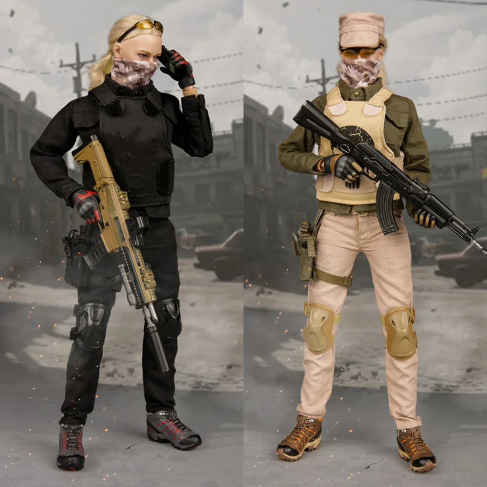 

FG050 1/6 Security Team Female Soldier Accessories Cartridge Leg Holster Knee Protector T-Shirt Vest For 12" Action Figure Toy