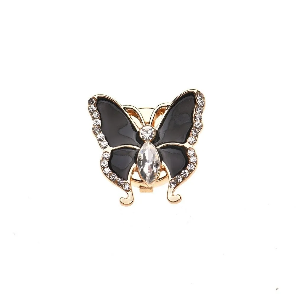 패션 라인스톤 3D 나비 커프스 단추 황동 베이스 우아한 소매 단추 빈티지 샤이니 버튼 커버 수트 액세서리
