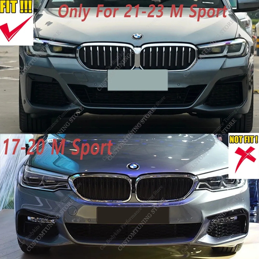 BMW G30 G31 LCI M 스포츠 MP 스타일 프론트 범퍼 립 스포일러 스플리터 및 안개등 그릴 트림 카나드 M550i M550d 2021-2023 튜닝