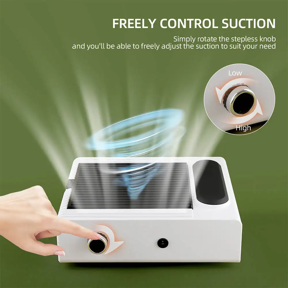 80W Adjustable Suction Nail Dust Collector Strong Nail Dust Vacuum Cleaner Nail Art Salon Manicure Machine With Reusable Filter