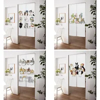 Cute Funny Cat Door Curtain Noren Room Kitchen Shoe Cabinet Partition Blocking Curtain Bedroom Entrance Decorative Half Curtains 2