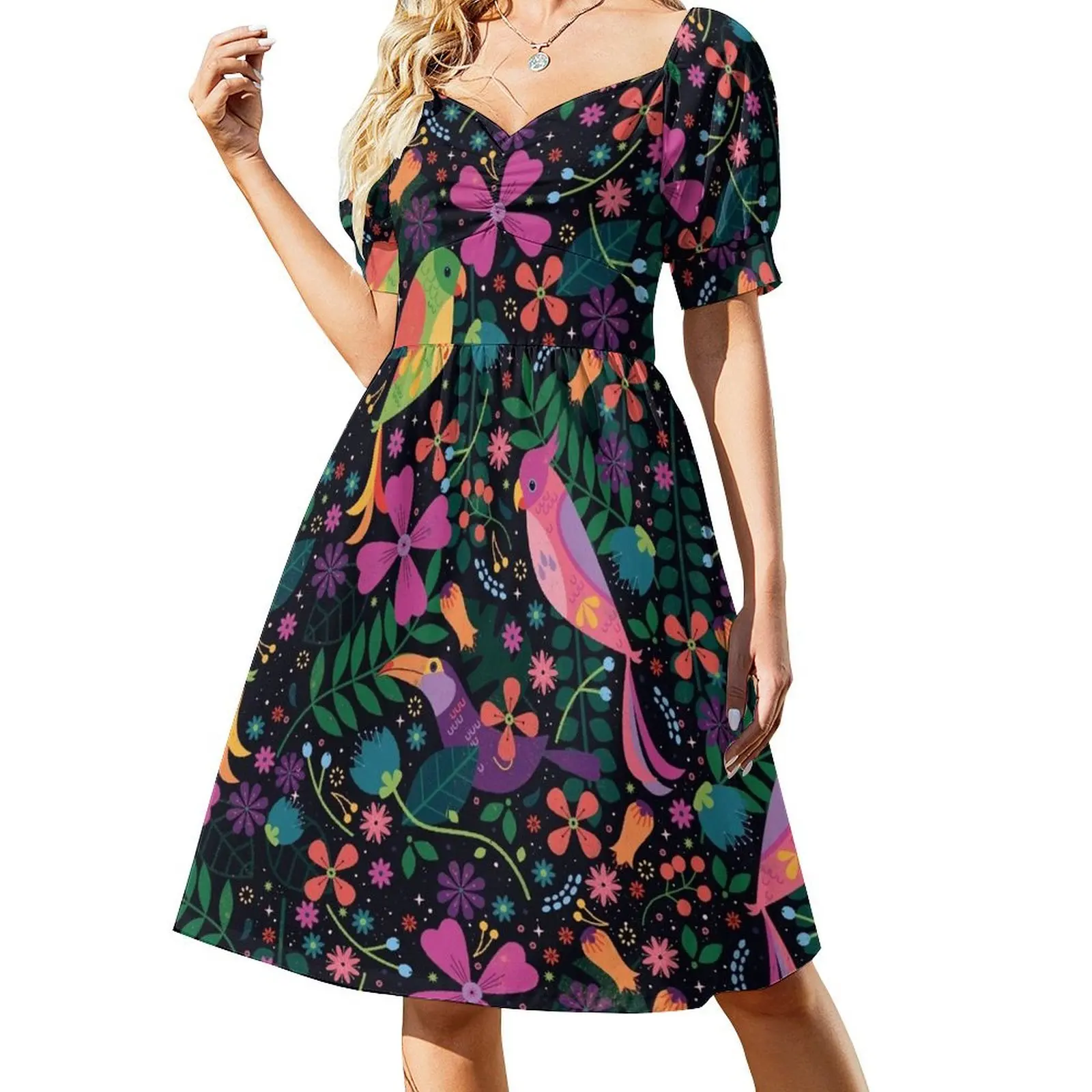 thumbnail image 1 of Vestido de manga corta Enchanted s, vestido de mujer, vestido de verano, mujeres coreanas, vestidos de mujer de verano, 1 of 8