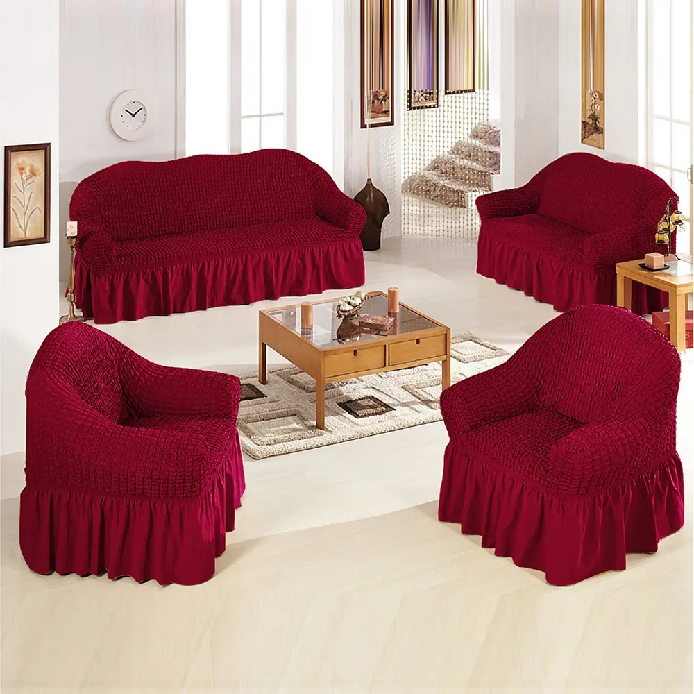 Seersucker Sofa Cover Universal Sofa Dust Cover Elastic Thickening Sofa Slipcover 2