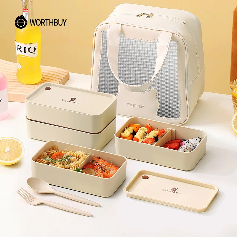 Microwave Safe Two Compartment Lunch Box Set for Office 900 ml