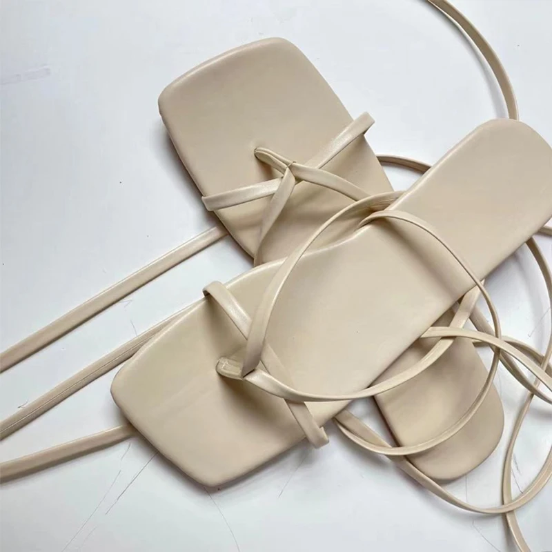 Women's Lace-Up Sandals Flat Sandals for Women 2022 Summer Woman Flats Heel Women's Fashion Cross Strap Sandalias Shoes