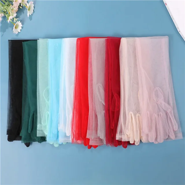 Women's Sexy Transparent Gloves Mesh Tulle Extra Long Gloves Opera Costume Party Dance Wedding Bride Dress Photography Props