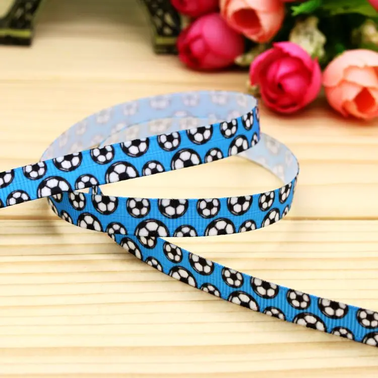 DHK 3/8'' 5yards Autism Game Hero Football Ball Printed Grosgrain Ribbon Hair Bow Diy Party Decoration 9mm C1333