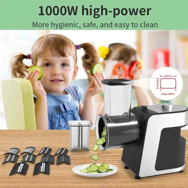 

Multi Functional Vegetable Slicer Rotary Cheese Grater Electric Vegetable Cutting Machine Carrot Potato Cucumber Shredder