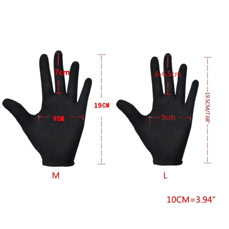 Unisex Soft Black Cotton Full Finger Working Gloves Formal Dress Parade Jewelry Inspection Protective Stretcahble 12 Pairs