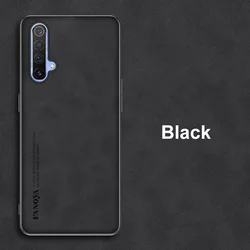 Luxury PU Leather Matte Protection Silicone Phone Case - Elegant and Durable Back Cover for Realme X50 (Black)