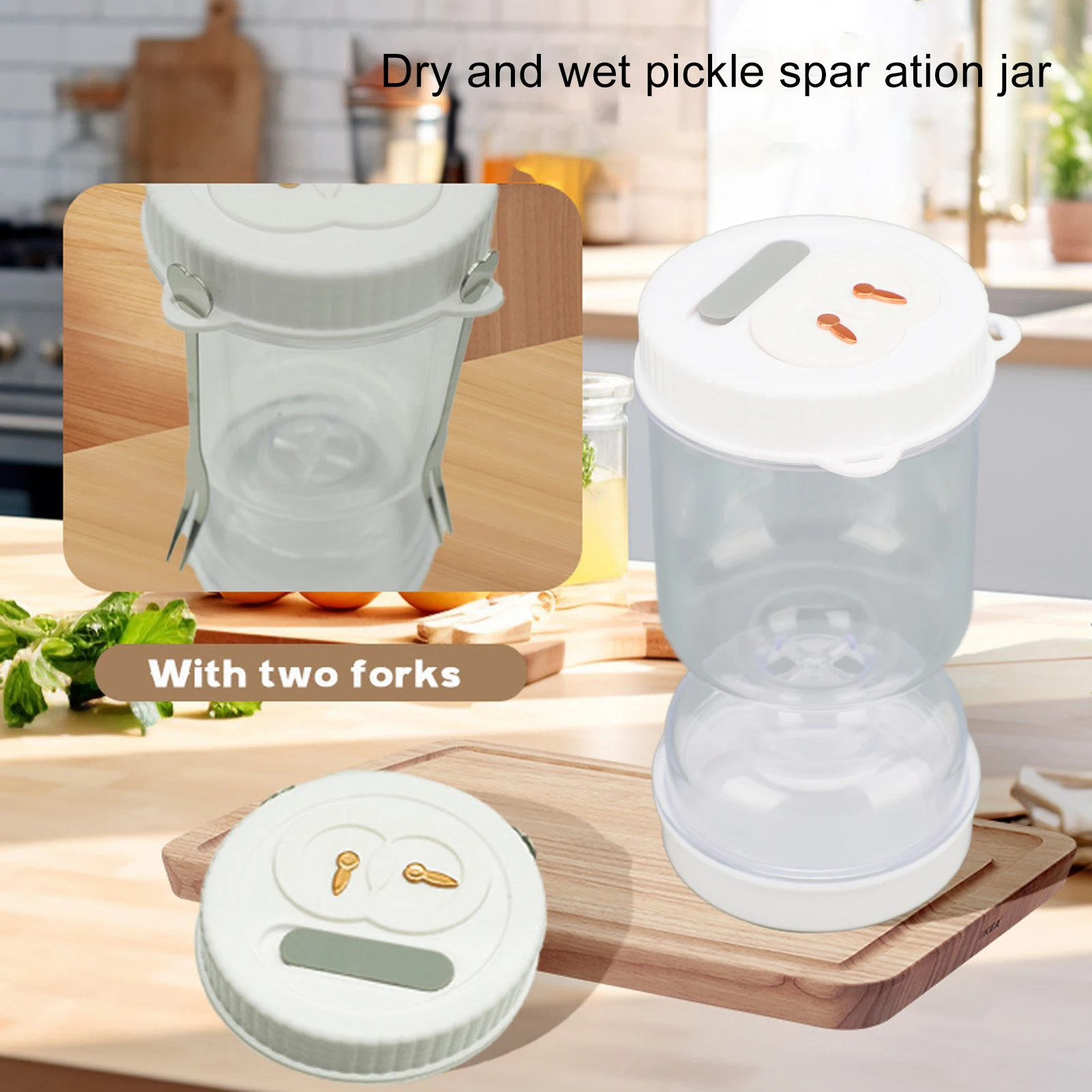 Glass Pickle Jar with Strainer ,Pickle Container,Hourglass Pickle  Separator Jar for Olives,Gherkins or Sliced 4