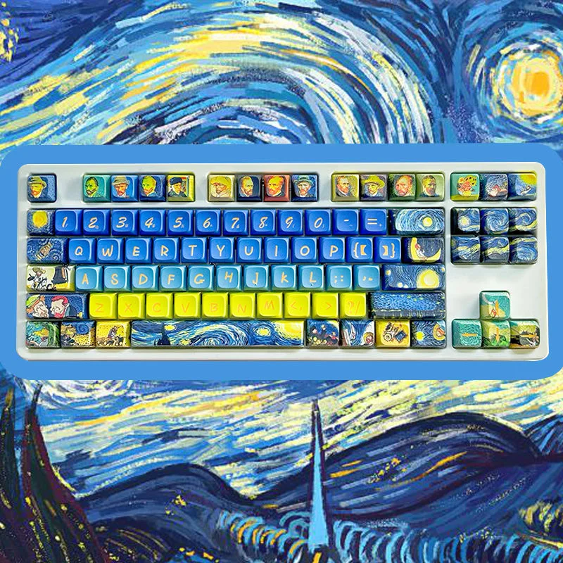 Teclado Mecânico Van Gogh 131 Teclas Pbt Grosso Perfil Xda 12 mm Mx-switches Double-shot