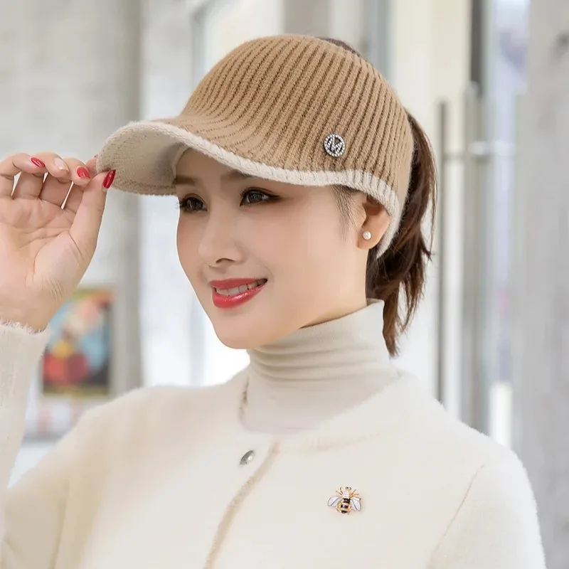 Hats for Women Autumn Winter Sports Empty Top Caps Female Knitted Warm Baseball Cap Fashion Running Golf Sun Hat - 3