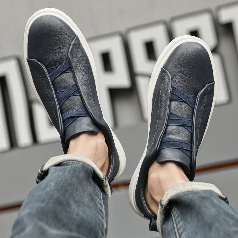 Genuine leather men's casual leather shoes Trendy minimalist versatile style Daily leisure business and office Youth adult shoes