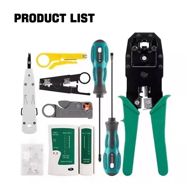 11-in-1 Computer Network Tool Set Professional Cable Tester Crimping Pliers for RJ45 RJ12 Ethernet Cables Repair