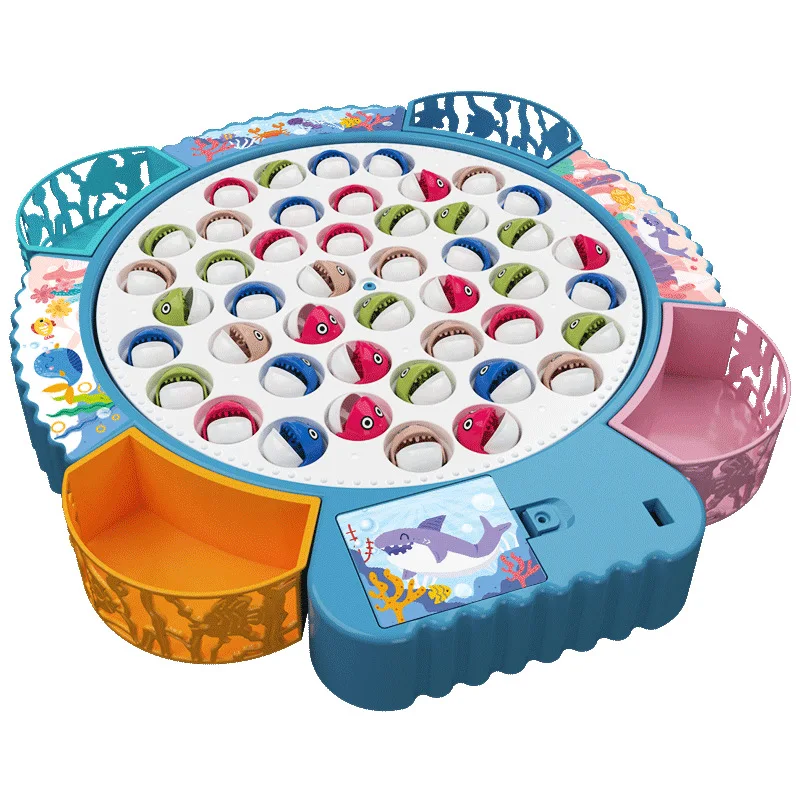 Kids Fishing Play for Children Electric Fishing Toy Have Music Spinning Game Fish Rod Education Baby Parent-child Gifts 6