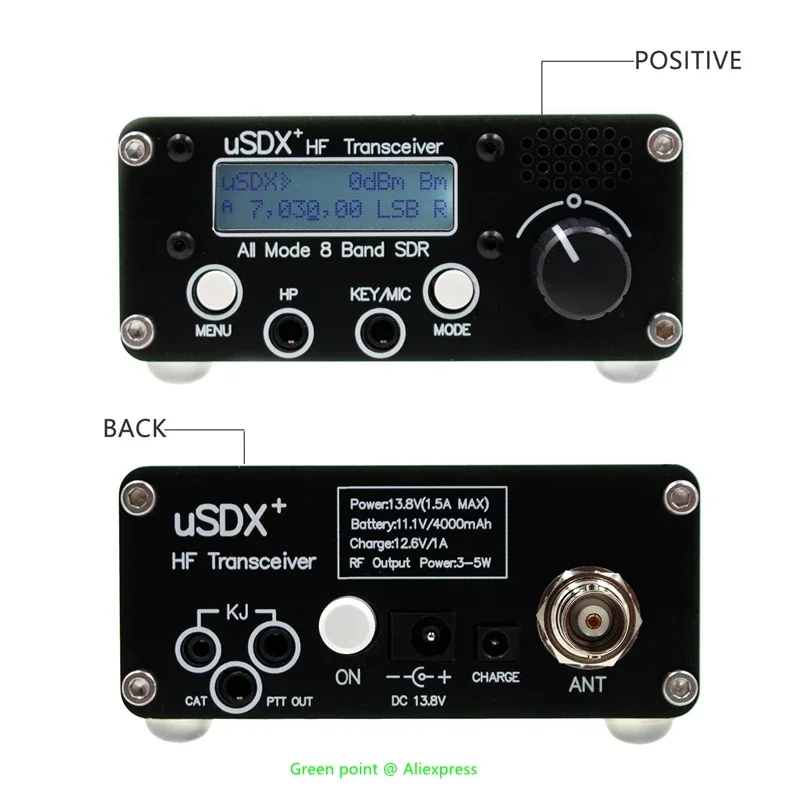 USDR USDX+ Plus V2 10m/15m/17m/20m/30m/40m/60m/80m 8 Bands SDR Full Mode HF SSB QRP Transceiver Upgrade Version Without Battery 5