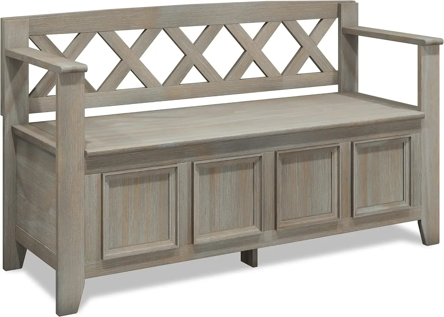 

Amherst SOLID WOOD 48 inch Wide Entryway Storage Bench with Safety Hinge, Multifunctional Transitional in Distressed