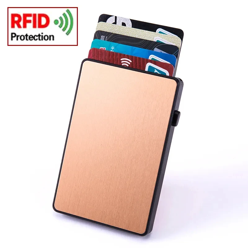 Wallet Card Holder Credit Card Wallet Credit Card Holder Card Holder Card Wallet ID Card Case ID Card Holder Document Card Wallet Gold Thin Pop Up ID RFID Card Holder for Man and Woman