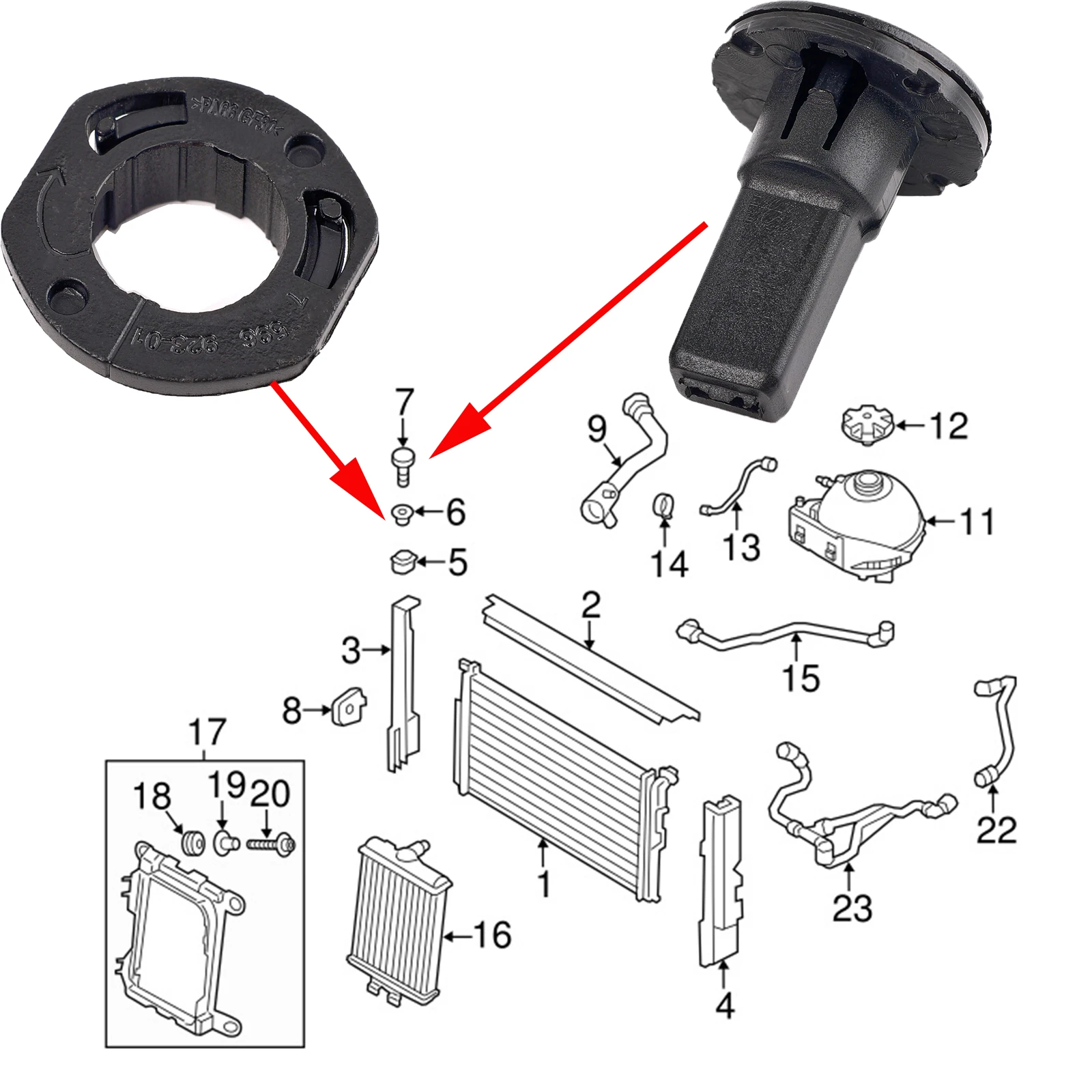For BMW 2 3 4 series F22 F30 F32 M2 228i 328i 320i 335i M4 430i 428i 440i Upper Radiator Mount Bushing Bracket Support Sleeve