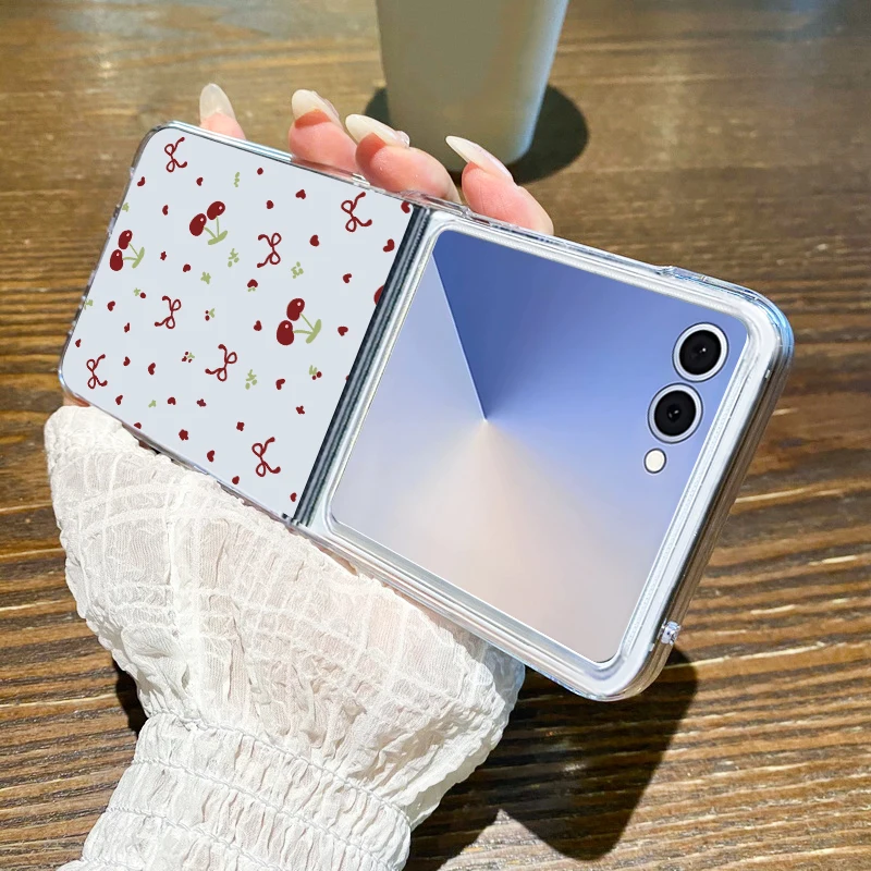 Chic Cherry Shockproof Transparent Folding Phone Case