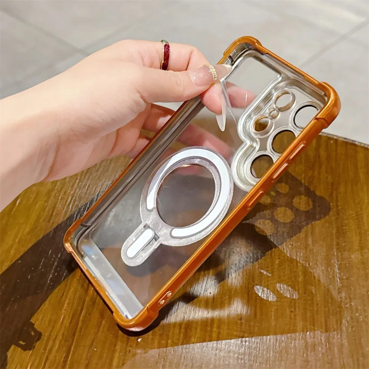 Luxury Electroplated Phone Case with Magsafe Magnetic Ring Holder and Kickstand