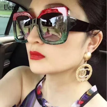 Fashiong Square Sunglasses Women'S Glasses Vintage Oversized Frame For Men  Brand 2021 Luxury Driving Colored Lenses 3