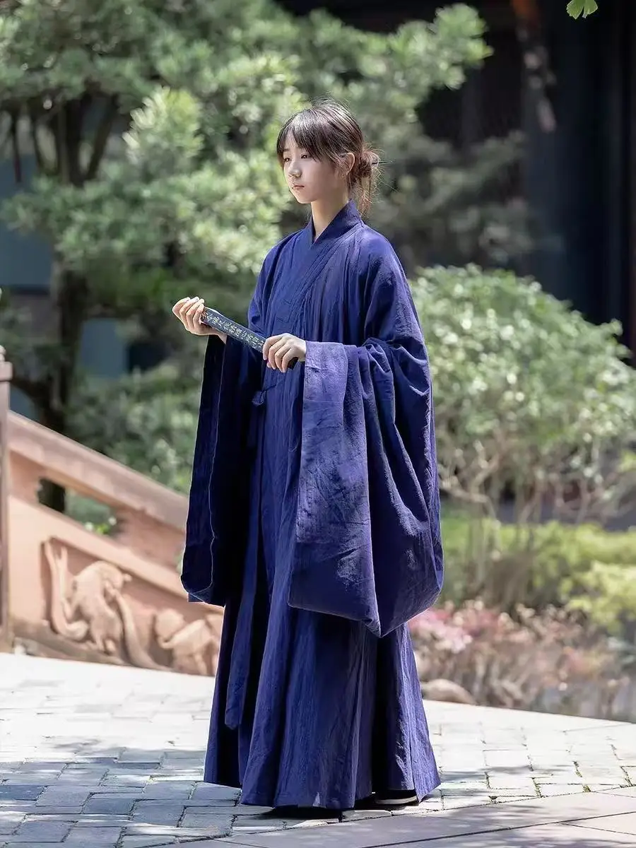 Traditional Natural Cotton Linen Taoist Robe Men Women Tai Chi Layman Costume Vintage Zen Meditation Monk Exercise Chinese Dress