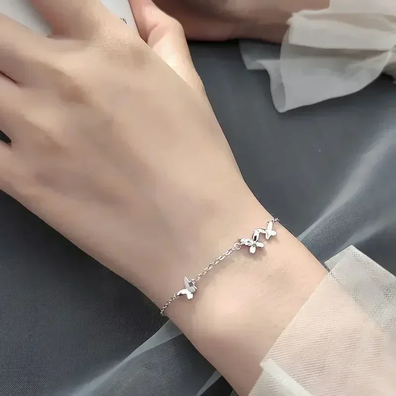 Bracciale Farfalla In Argento 925 Con Zirconi – Regolabile A Doppio Strato, Elegante Per Donna E Ragazza