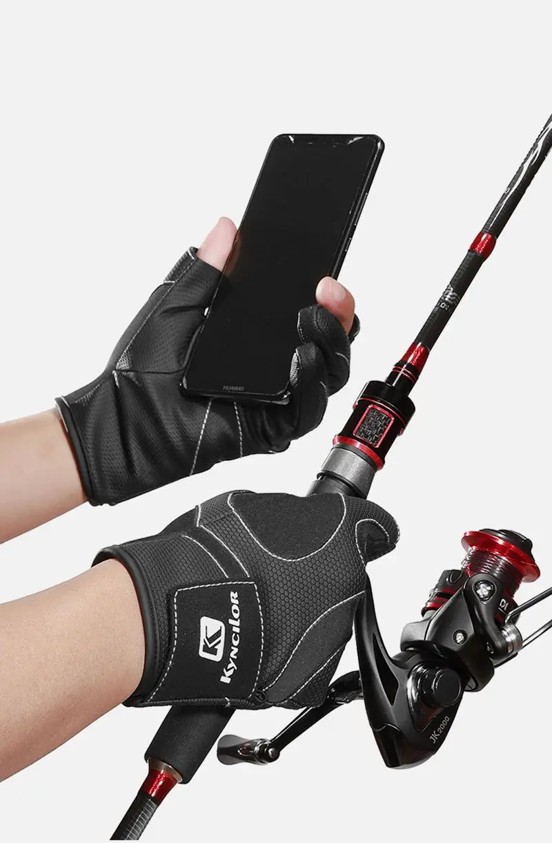 Fishing Fingerless 3 Fingers Cut Glove Leather  Fishing Gloves Survival Camping Hiking Rescue Tool Cycling Gloves