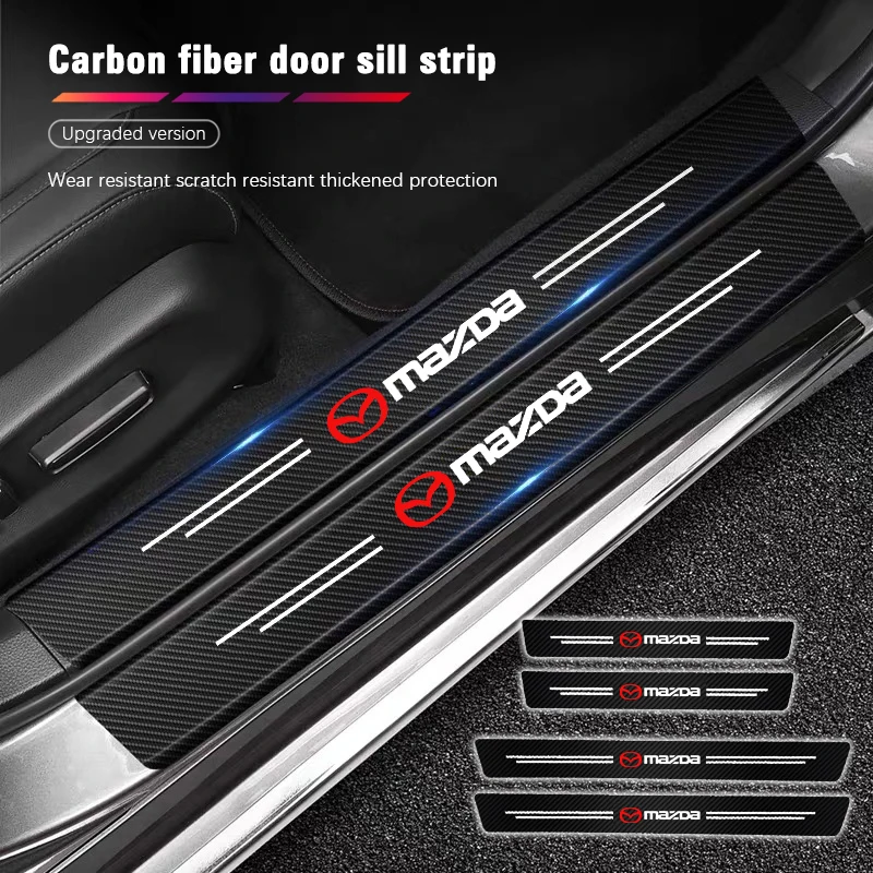 마쓰다 3 6 2 5 CX5 CX3 아텐자 MX5 CX7 악셀라 CX30 CX90 CX60 CX50 MX30용 카본 파이버 가죽 자동차 도어 보호 스트립 스티커