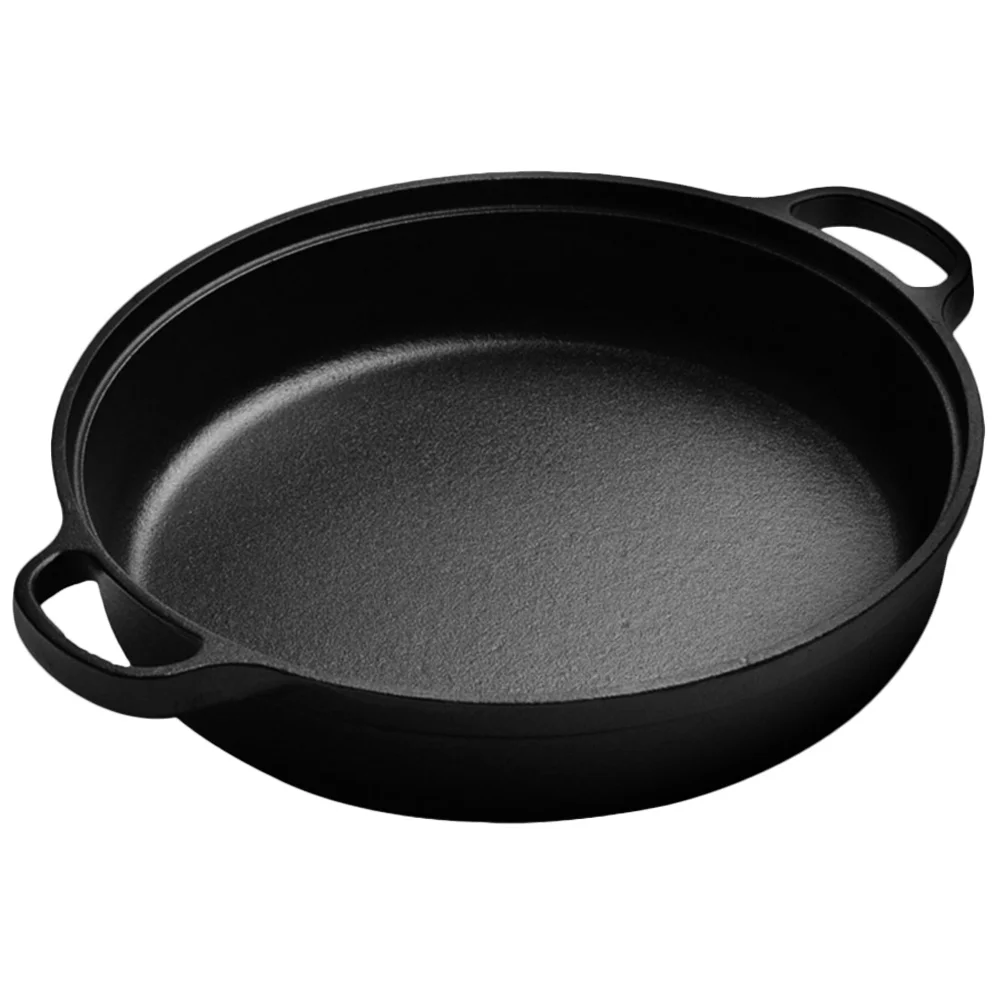 

Cast Iron Pan Non Stick Cooking Pot Double Handles 10X8 Inches Mini Skillet Round Serving Dish Black Frying Pan Casserole