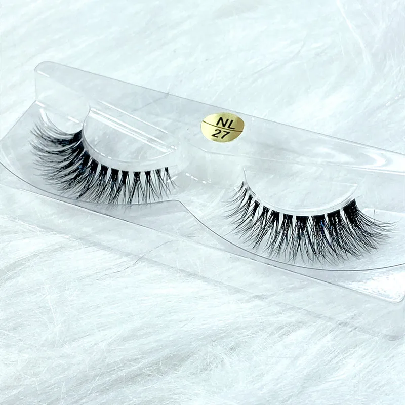 Nový 50 páry  krátce norek lashes 3D norek řasy neviditelná pás přírodní černá norek falešný řasa plný svléknout se cilios posticos reu